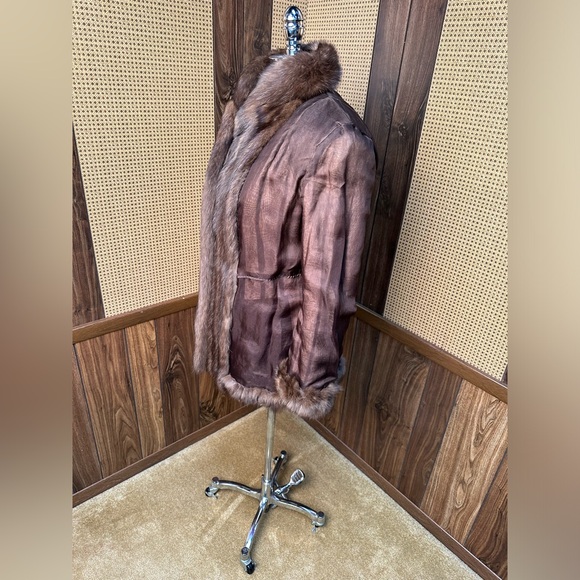 AMAZING DENNIS BASSO DESIGNER SILVERY BROWN RUSSIAN SABLE FUR COAT JACKET SMALL - Picture 9 of 11